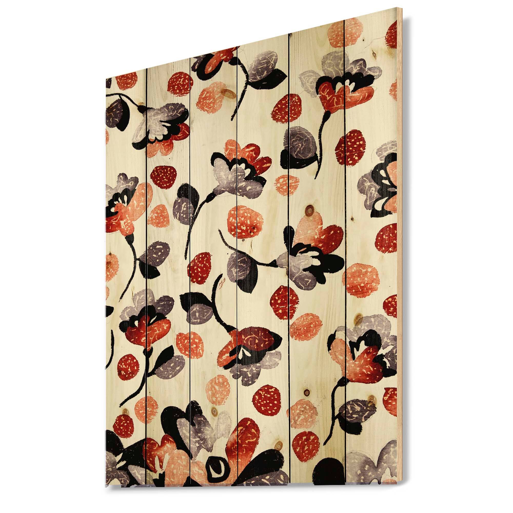 Designart - Modern Flower In Blue Red and Orange